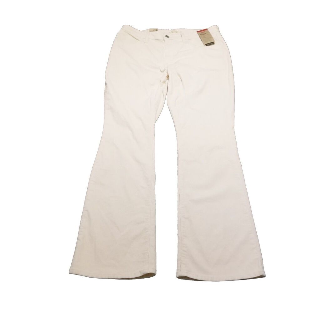 Levi's 725 High Rise Bootcut Women Size 16 Cream Corduroy Stretch Pant (35×31.5)